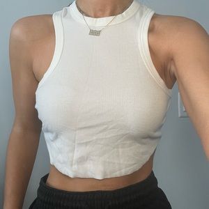 high neck ribbed racerback crop tank
